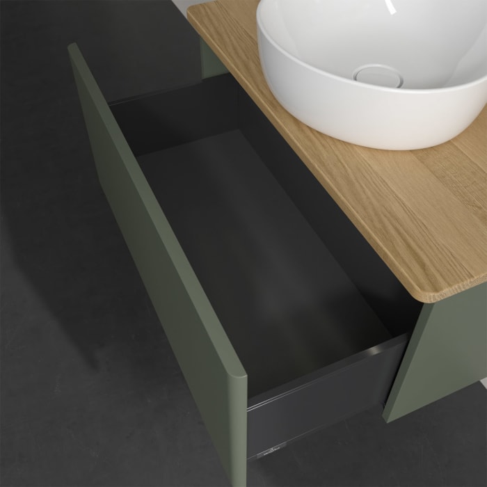 Villeroy & Boch Antao Waschbeckenunterschrank, 80 x 36 cm, 1 Auszug mit LED-Licht, Front ohne Struktur, ohne Hahnloch