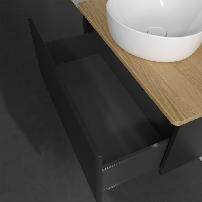 Villeroy & Boch Antao Waschbeckenunterschrank, 80 x 36 cm, 1 Auszug mit LED-Licht, Front ohne Struktur, ohne Hahnloch