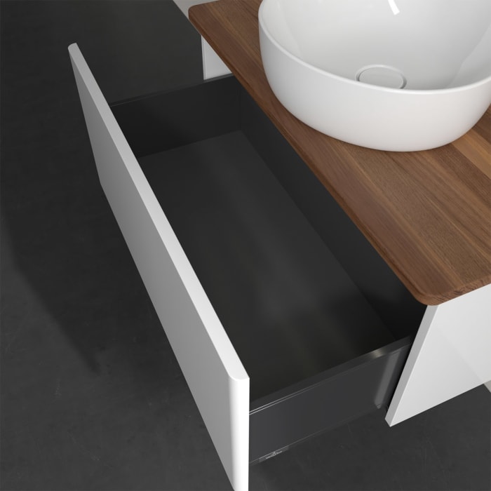 Villeroy & Boch Antao Waschbeckenunterschrank, 80 x 36 cm, 1 Auszug mit LED-Licht, Front ohne Struktur, ohne Hahnloch