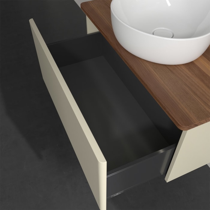 Villeroy & Boch Antao Waschbeckenunterschrank, 80 x 36 cm, 1 Auszug mit LED-Licht, Front ohne Struktur, ohne Hahnloch