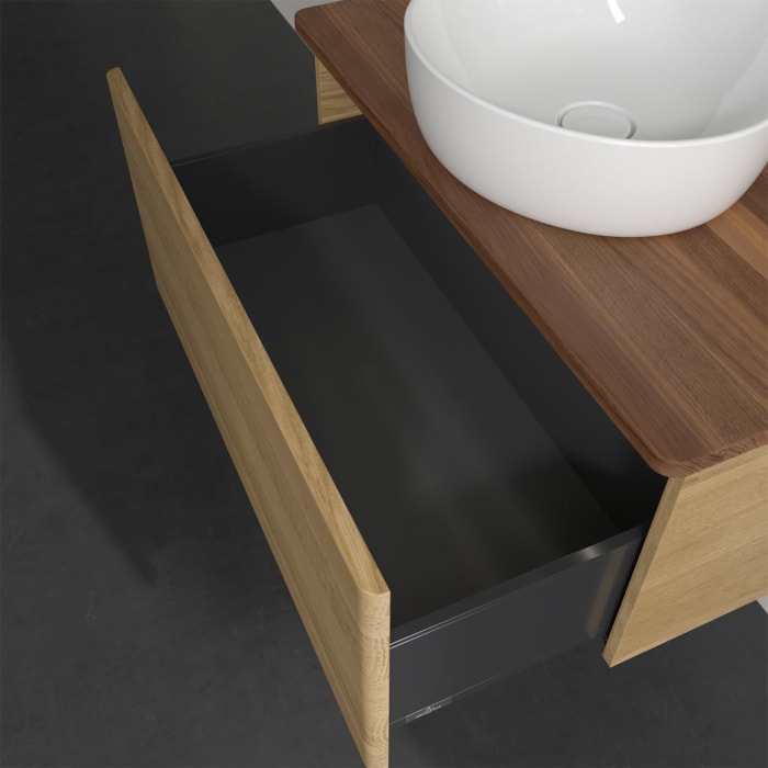 Villeroy & Boch Antao Waschbeckenunterschrank, 80 x 36 cm, 1 Auszug mit LED-Licht, Front ohne Struktur, ohne Hahnloch