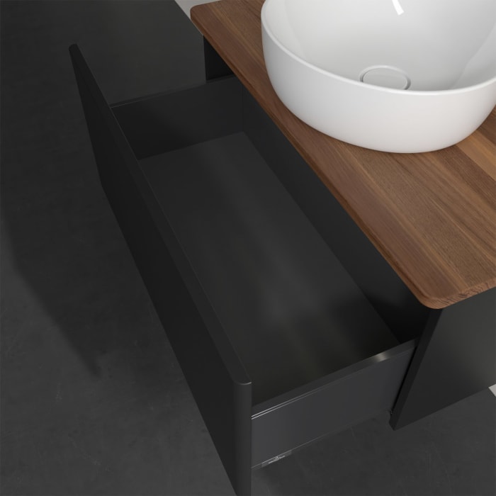 Villeroy & Boch Antao Waschbeckenunterschrank, 80 x 36 cm, 1 Auszug mit LED-Licht, Front ohne Struktur, mit Hahnloch