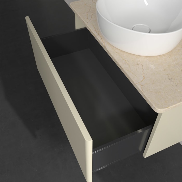 Villeroy & Boch Antao Waschbeckenunterschrank, 80 x 36 cm, 1 Auszug mit LED-Licht, Front ohne Struktur, mit Hahnloch