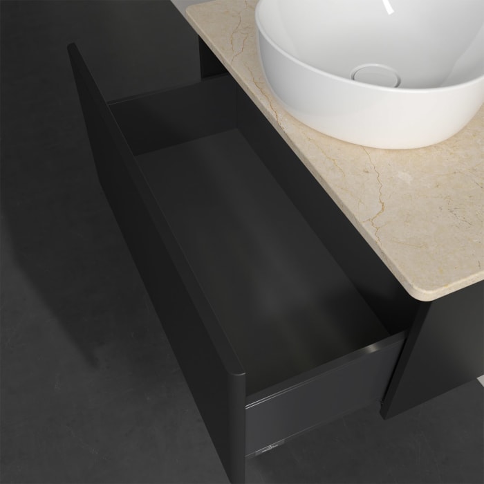 Villeroy & Boch Antao Waschbeckenunterschrank, 80 x 36 cm, 1 Auszug mit LED-Licht, Front ohne Struktur, mit Hahnloch