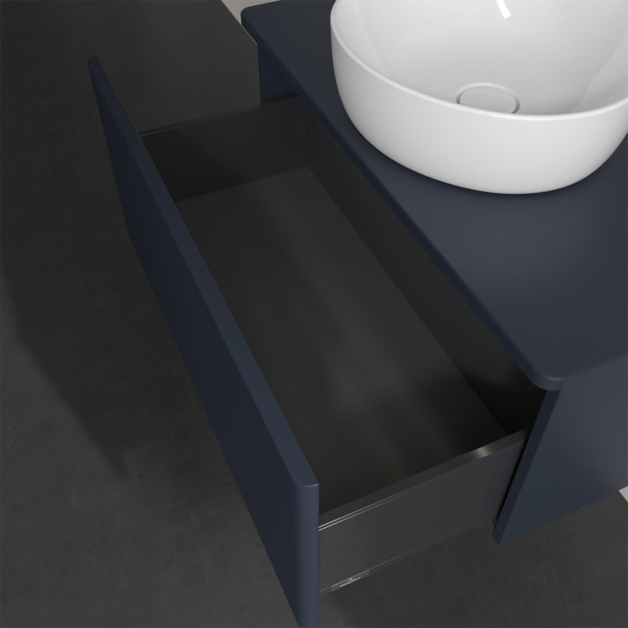 Villeroy & Boch Antao Waschbeckenunterschrank, 80 x 36 cm, 1 Auszug mit LED-Licht, Front mit Struktur, ohne Hahnloch