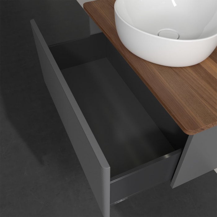 Villeroy & Boch Antao Waschbeckenunterschrank, 80 x 36 cm, 1 Auszug mit LED-Licht, Front mit Struktur, ohne Hahnloch