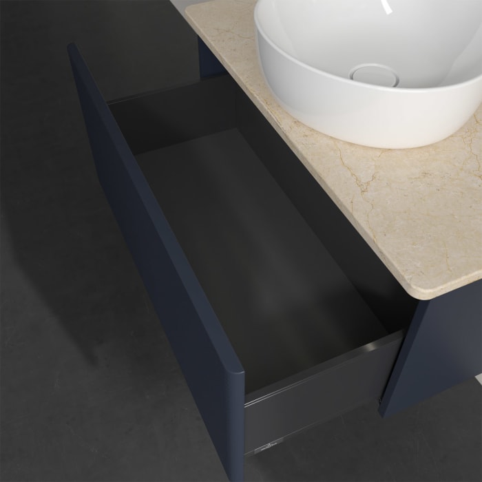 Villeroy & Boch Antao Waschbeckenunterschrank, 80 x 36 cm, 1 Auszug mit LED-Licht, Front mit Struktur, ohne Hahnloch