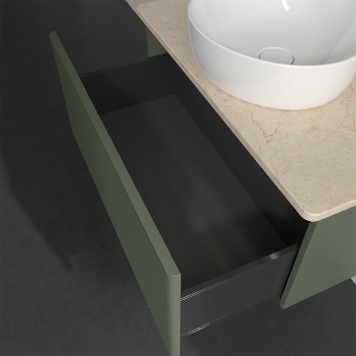 Villeroy & Boch Antao Waschbeckenunterschrank, 80 x 36 cm, 1 Auszug mit LED-Licht, Front mit Struktur, ohne Hahnloch