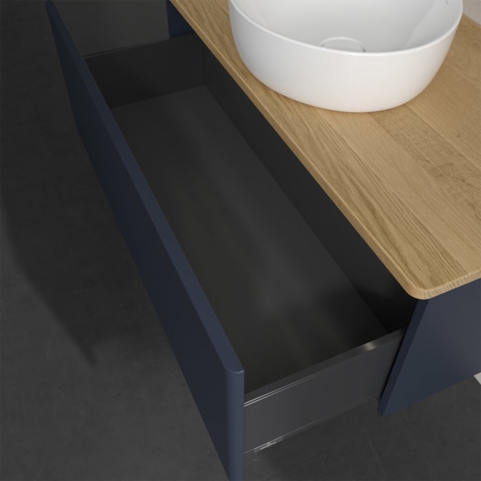 Villeroy & Boch Antao Waschbeckenunterschrank, 100 x 36 cm, 1 Auszug mit LED-Licht, Front ohne Struktur, ohne Hahnloch