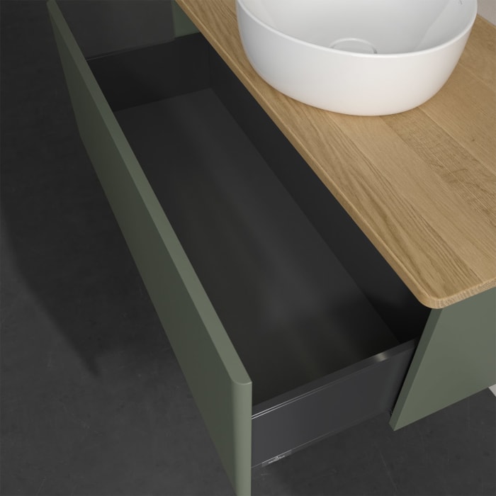 Villeroy & Boch Antao Waschbeckenunterschrank, 100 x 36 cm, 1 Auszug mit LED-Licht, Front ohne Struktur, ohne Hahnloch