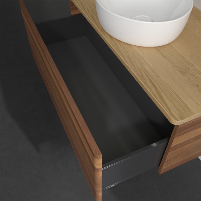 Villeroy & Boch Antao Waschbeckenunterschrank, 100 x 36 cm, 1 Auszug mit LED-Licht, Front ohne Struktur, ohne Hahnloch