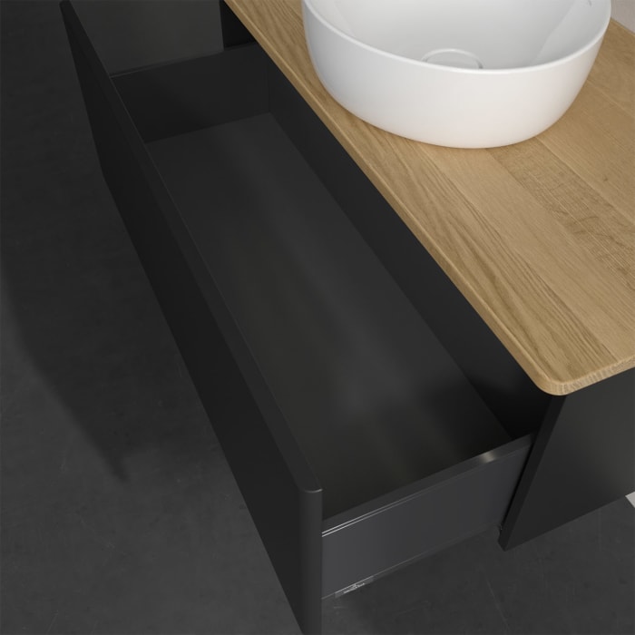 Villeroy & Boch Antao Waschbeckenunterschrank, 100 x 36 cm, 1 Auszug mit LED-Licht, Front ohne Struktur, ohne Hahnloch