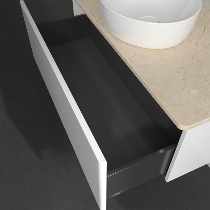 Villeroy & Boch Antao Waschbeckenunterschrank, 100 x 36 cm, 1 Auszug mit LED-Licht, Front ohne Struktur, ohne Hahnloch