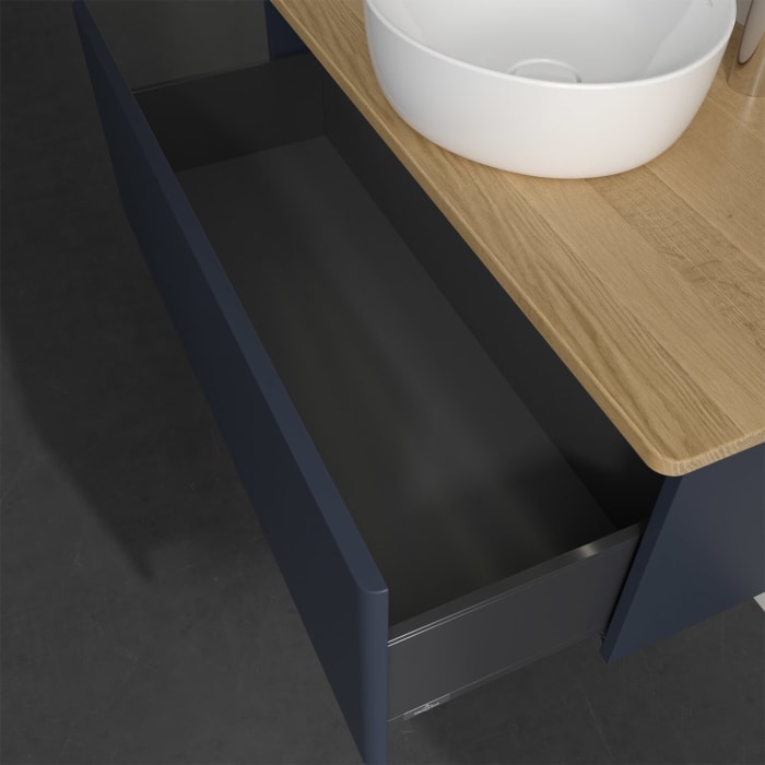 Villeroy & Boch Antao Waschbeckenunterschrank, 100 x 36 cm, 1 Auszug mit LED-Licht, Front ohne Struktur, mit Hahnloch