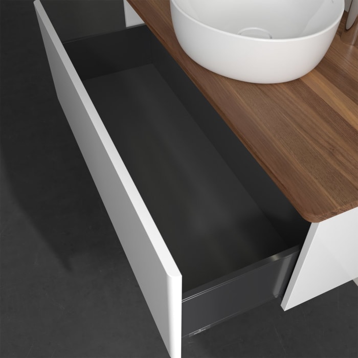 Villeroy & Boch Antao Waschbeckenunterschrank, 100 x 36 cm, 1 Auszug mit LED-Licht, Front ohne Struktur, mit Hahnloch