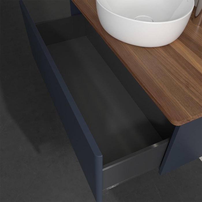 Villeroy & Boch Antao Waschbeckenunterschrank, 100 x 36 cm, 1 Auszug mit LED-Licht, Front ohne Struktur, mit Hahnloch