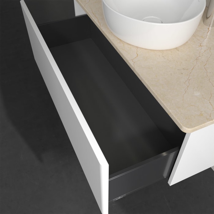 Villeroy & Boch Antao Waschbeckenunterschrank, 100 x 36 cm, 1 Auszug mit LED-Licht, Front ohne Struktur, mit Hahnloch