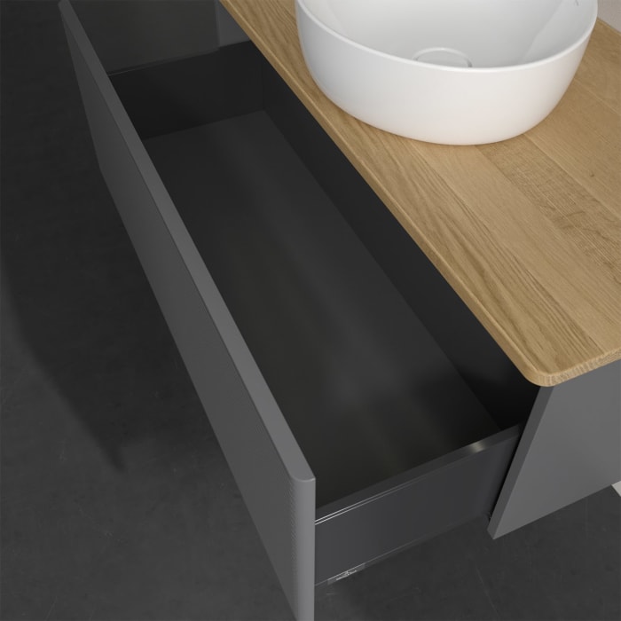 Villeroy & Boch Antao Waschbeckenunterschrank, 100 x 36 cm, 1 Auszug mit LED-Licht, Front mit Struktur, ohne Hahnloch