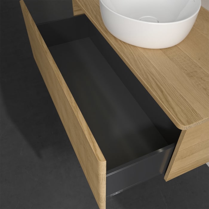 Villeroy & Boch Antao Waschbeckenunterschrank, 100 x 36 cm, 1 Auszug mit LED-Licht, Front mit Struktur, ohne Hahnloch