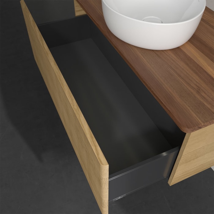 Villeroy & Boch Antao Waschbeckenunterschrank, 100 x 36 cm, 1 Auszug mit LED-Licht, Front mit Struktur, ohne Hahnloch