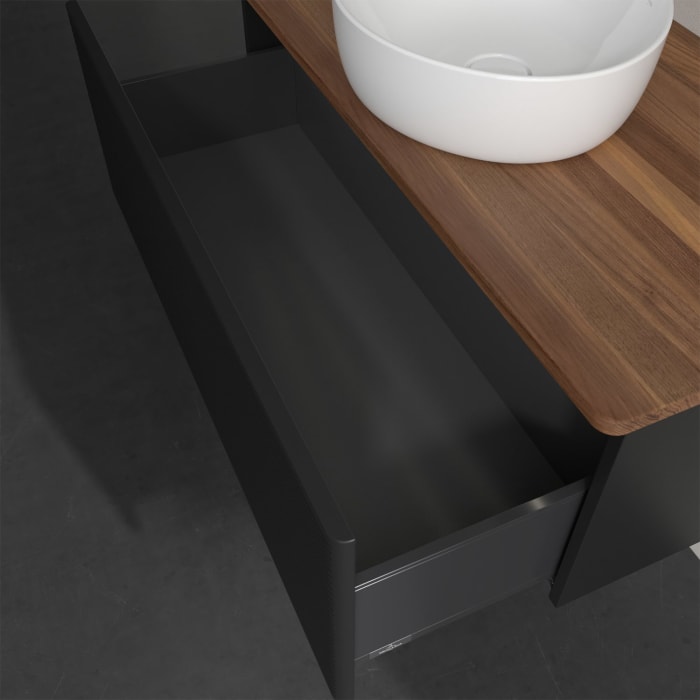 Villeroy & Boch Antao Waschbeckenunterschrank, 100 x 36 cm, 1 Auszug mit LED-Licht, Front mit Struktur, ohne Hahnloch