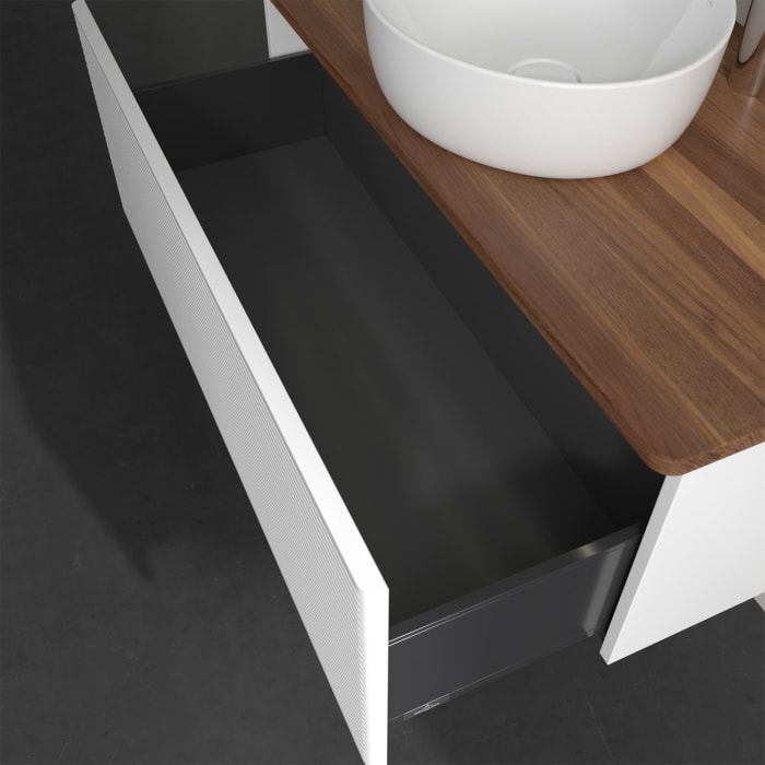 Villeroy & Boch Antao Waschbeckenunterschrank, 100 x 36 cm, 1 Auszug mit LED-Licht, Front mit Struktur, mit Hahnloch