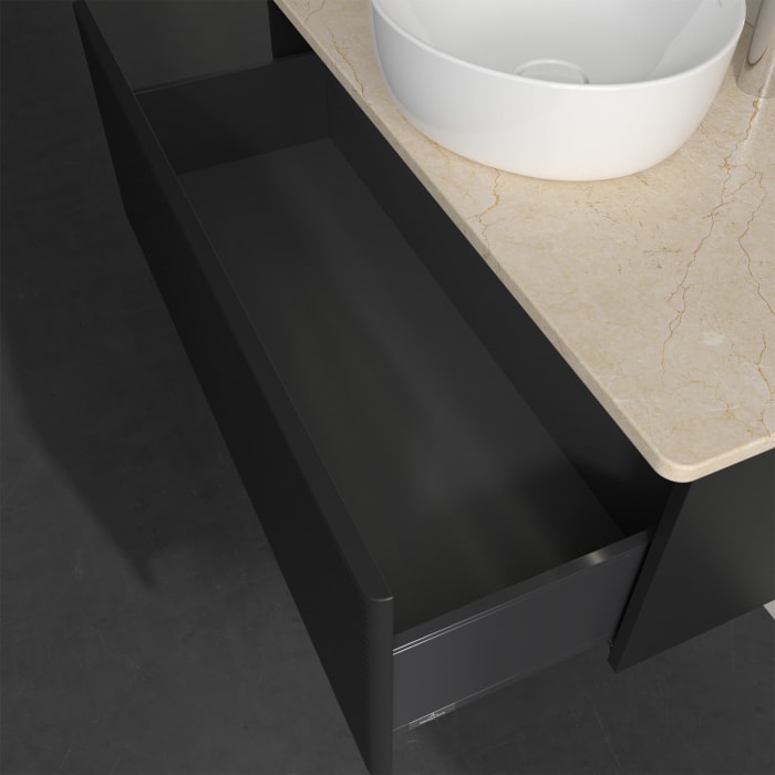 Villeroy & Boch Antao Waschbeckenunterschrank, 100 x 36 cm, 1 Auszug mit LED-Licht, Front mit Struktur, mit Hahnloch