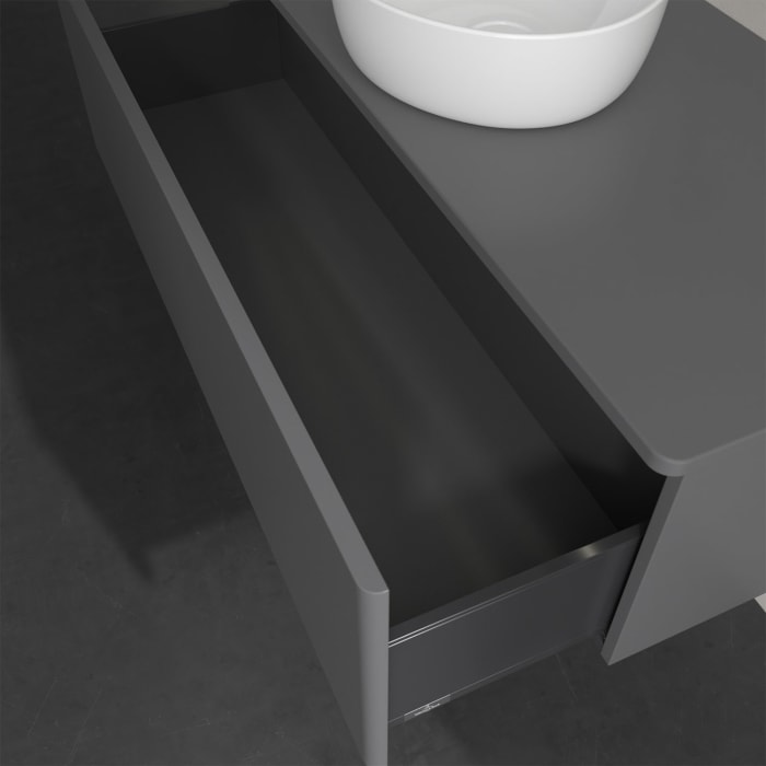 Villeroy & Boch Antao Waschbeckenunterschrank, 120 x 36 cm, 1 Auszug mit LED-Licht, Front ohne Struktur, ohne Hahnloch, für Waschtisch mittig