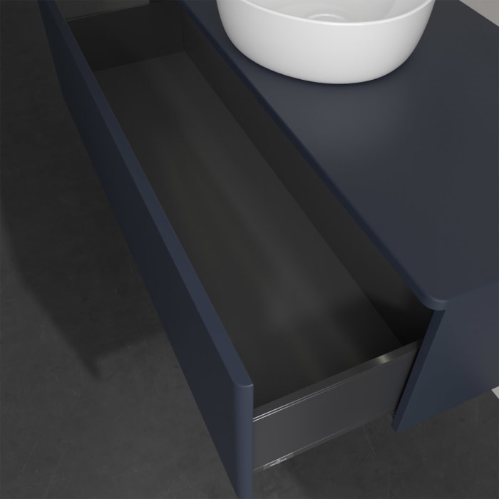 Villeroy & Boch Antao Waschbeckenunterschrank, 120 x 36 cm, 1 Auszug mit LED-Licht, Front ohne Struktur, ohne Hahnloch, für Waschtisch mittig