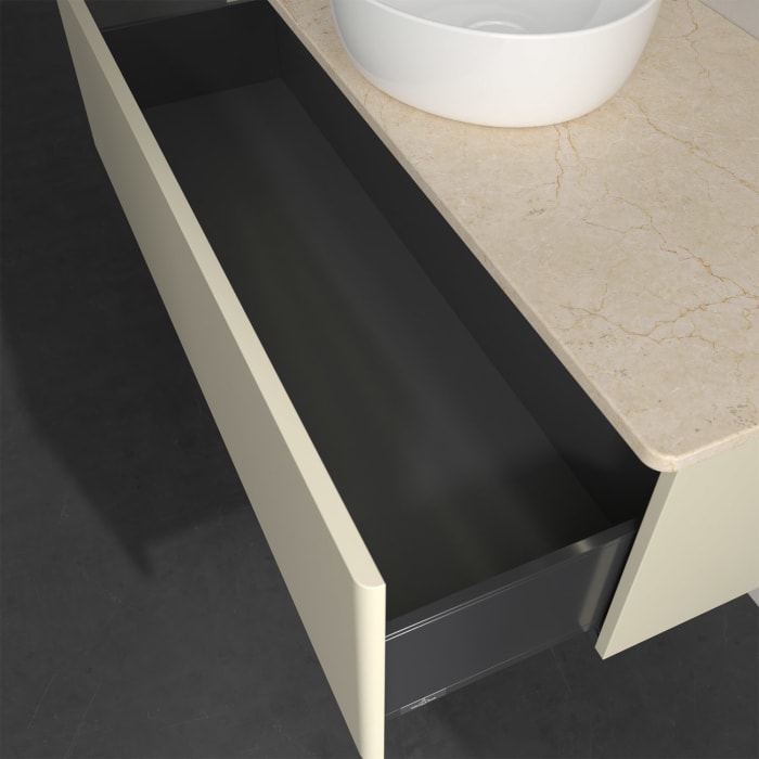 Villeroy & Boch Antao Waschbeckenunterschrank, 120 x 36 cm, 1 Auszug mit LED-Licht, Front ohne Struktur, ohne Hahnloch, für Waschtisch mittig