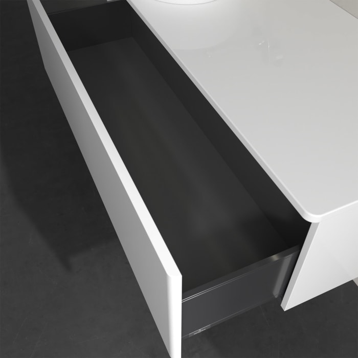 Villeroy & Boch Antao Waschbeckenunterschrank, 120 x 36 cm, 1 Auszug mit LED-Licht, Front ohne Struktur, ohne Hahnloch, für Waschtisch links