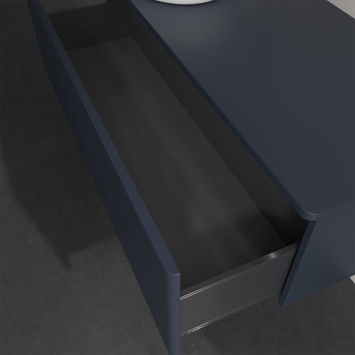 Villeroy & Boch Antao Waschbeckenunterschrank, 120 x 36 cm, 1 Auszug mit LED-Licht, Front ohne Struktur, ohne Hahnloch, für Waschtisch links