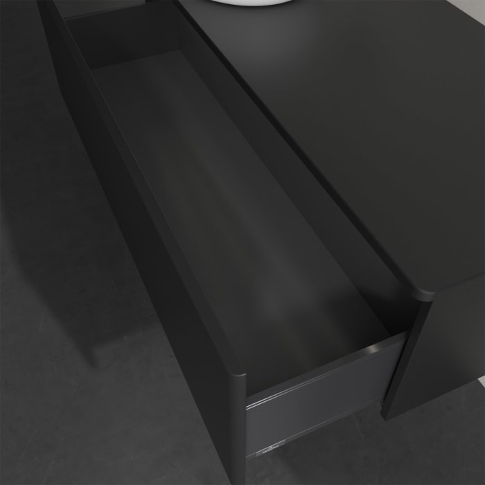 Villeroy & Boch Antao Waschbeckenunterschrank, 120 x 36 cm, 1 Auszug mit LED-Licht, Front ohne Struktur, ohne Hahnloch, für Waschtisch links