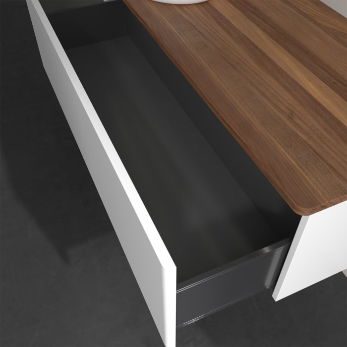 Villeroy & Boch Antao Waschbeckenunterschrank, 120 x 36 cm, 1 Auszug mit LED-Licht, Front ohne Struktur, ohne Hahnloch, für Waschtisch links