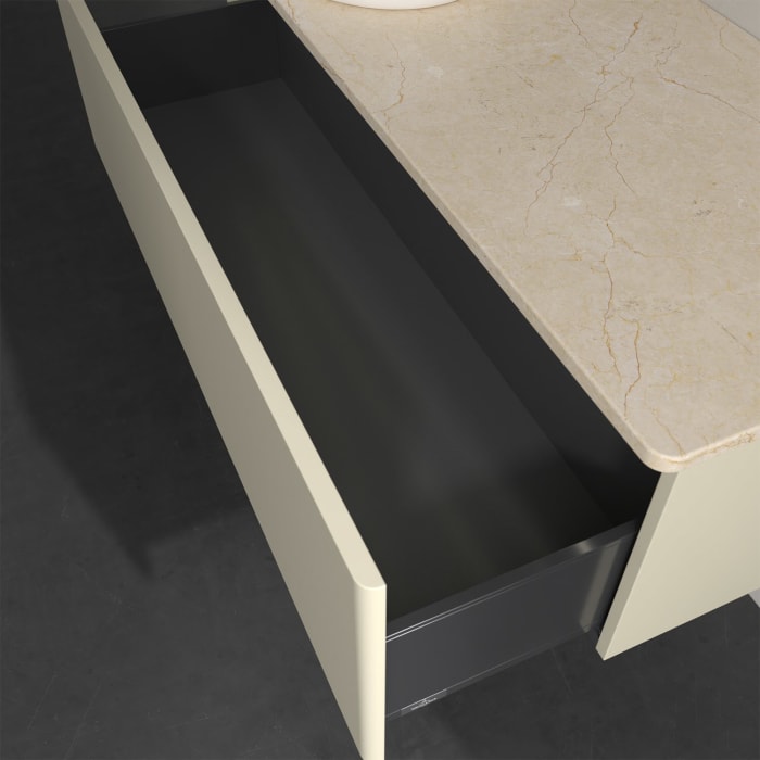 Villeroy & Boch Antao Waschbeckenunterschrank, 120 x 36 cm, 1 Auszug mit LED-Licht, Front ohne Struktur, ohne Hahnloch, für Waschtisch links