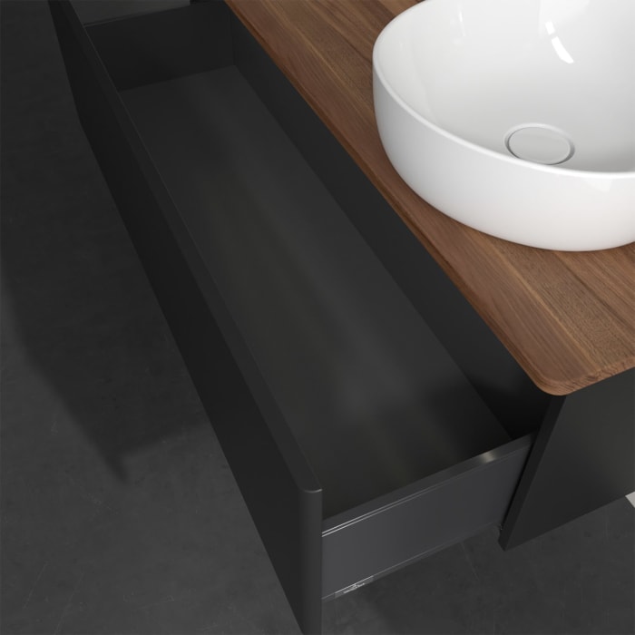 Villeroy & Boch Antao Waschbeckenunterschrank, 120 x 36 cm, 1 Auszug mit LED-Licht, Front ohne Struktur, ohne Hahnloch, für Waschtisch rechts