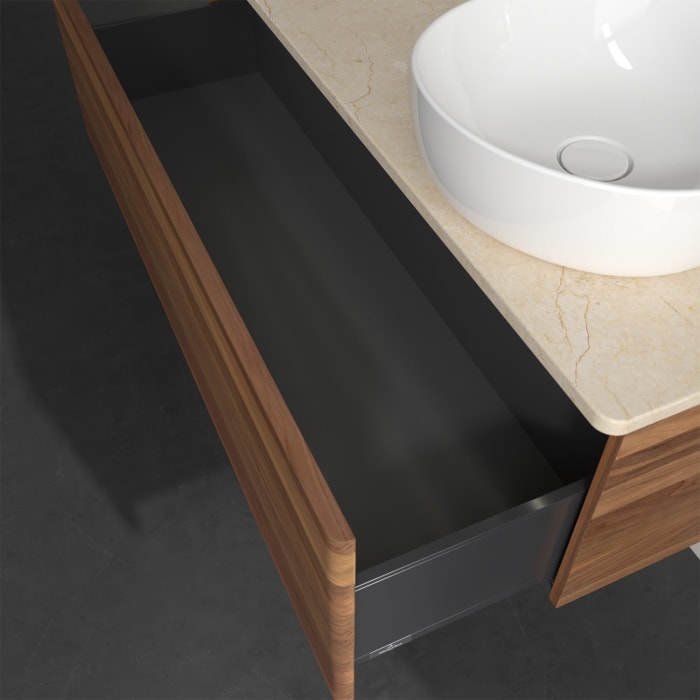 Villeroy & Boch Antao Waschbeckenunterschrank, 120 x 36 cm, 1 Auszug mit LED-Licht, Front ohne Struktur, ohne Hahnloch, für Waschtisch rechts