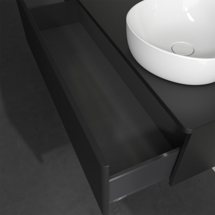 Villeroy & Boch Antao Waschbeckenunterschrank, 120 x 36 cm, 1 Auszug mit LED-Licht, Front mit Struktur, ohne Hahnloch, für Waschtisch rechts