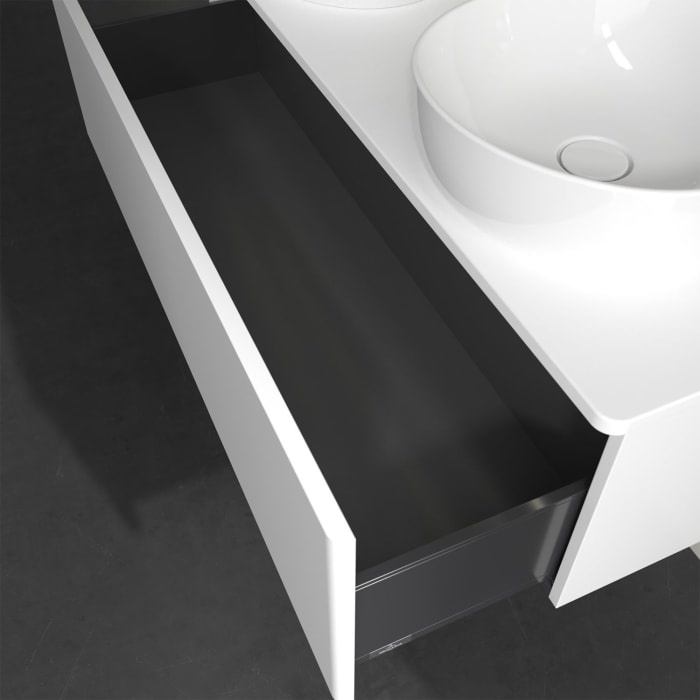 Villeroy & Boch Antao Waschbeckenunterschrank, 120 x 36 cm, 1 Auszug mit LED-Licht, Front ohne Struktur, ohne Hahnloch, für Waschtisch links und recht