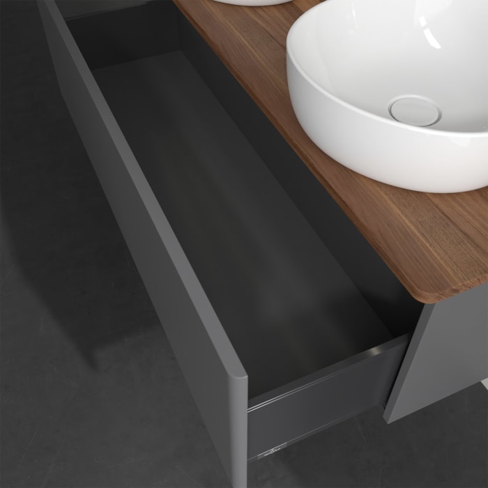 Villeroy & Boch Antao Waschbeckenunterschrank, 120 x 36 cm, 1 Auszug mit LED-Licht, Front ohne Struktur, ohne Hahnloch, für Waschtisch links und recht