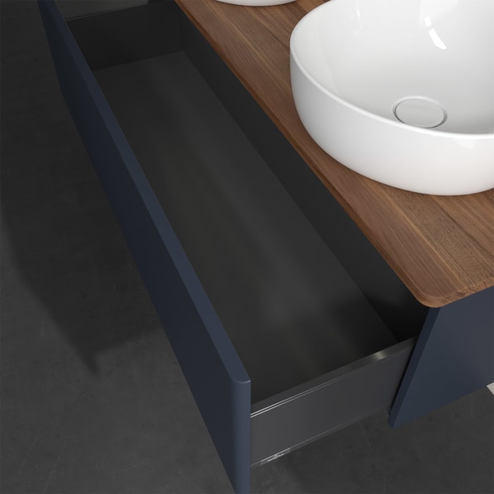 Villeroy & Boch Antao Waschbeckenunterschrank, 120 x 36 cm, 1 Auszug mit LED-Licht, Front ohne Struktur, ohne Hahnloch, für Waschtisch links und recht