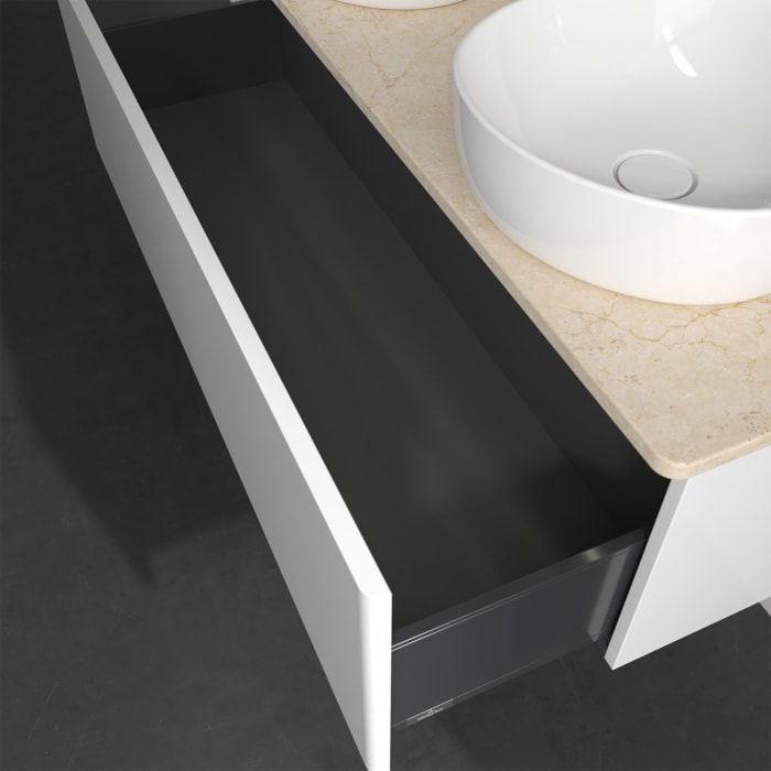 Villeroy & Boch Antao Waschbeckenunterschrank, 120 x 36 cm, 1 Auszug mit LED-Licht, Front ohne Struktur, ohne Hahnloch, für Waschtisch links und recht