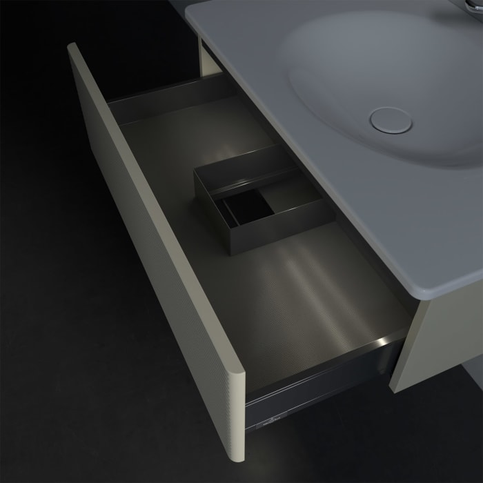 Villeroy & Boch Antao Waschbeckenunterschrank, 78,8 x 25,6 cm, 1 Auszug, Front mit Struktur, mit LED-Licht