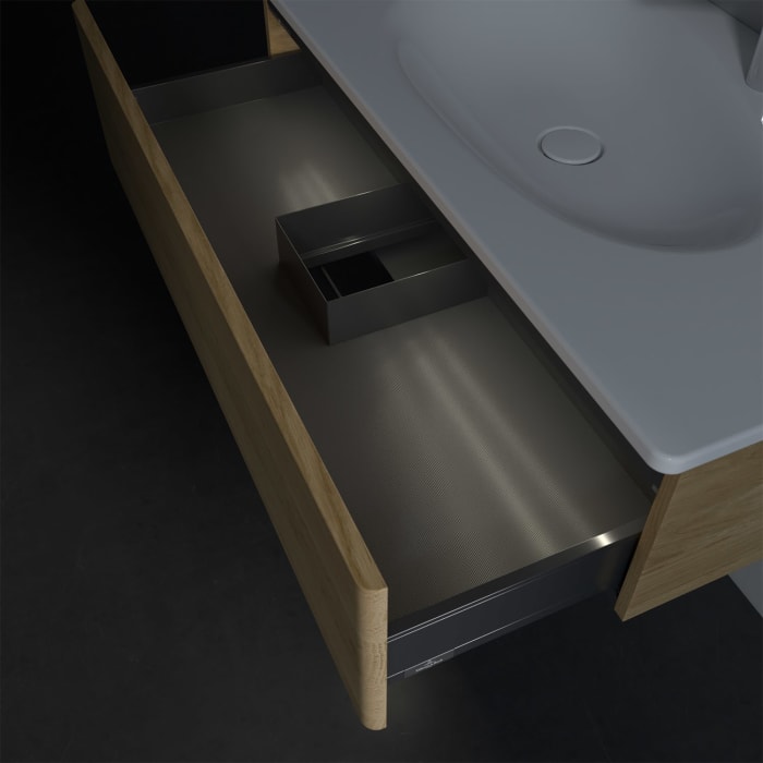 Villeroy & Boch Antao Waschbeckenunterschrank, 98,8 x 25,6 cm, 1 Auszug, Front ohne Struktur, mit LED-Licht