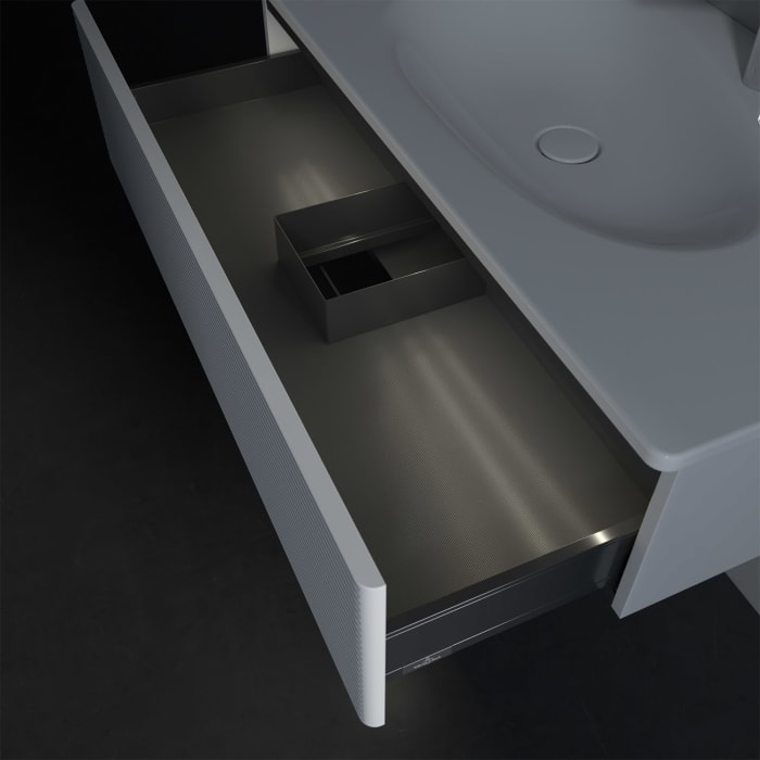 Villeroy & Boch Antao Waschbeckenunterschrank, 98,8 x 25,6 cm, 1 Auszug, Front mit Struktur, mit LED-Licht