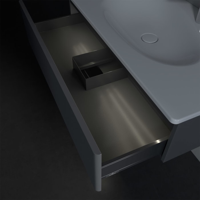 Villeroy & Boch Antao Waschbeckenunterschrank, 98,8 x 25,6 cm, 1 Auszug, Front mit Struktur, mit LED-Licht