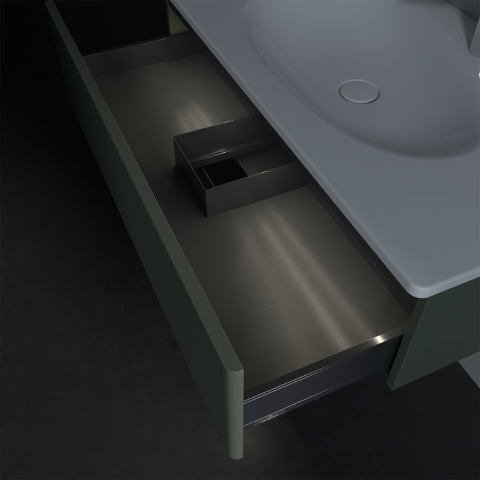 Villeroy & Boch Antao Waschbeckenunterschrank, 98,8 x 25,6 cm, 1 Auszug, Front mit Struktur, mit LED-Licht