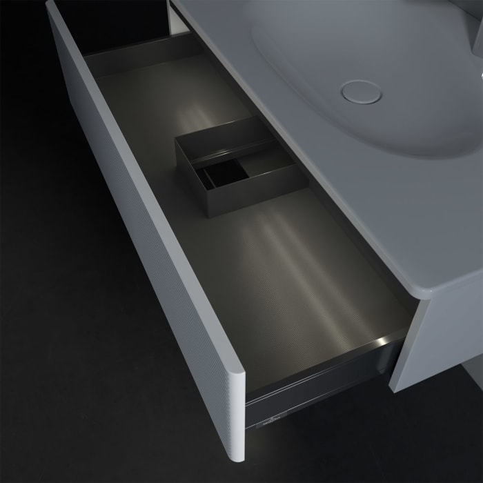 Villeroy & Boch Antao Waschbeckenunterschrank, 98,8 x 25,6 cm, 1 Auszug, Front mit Struktur, mit LED-Licht