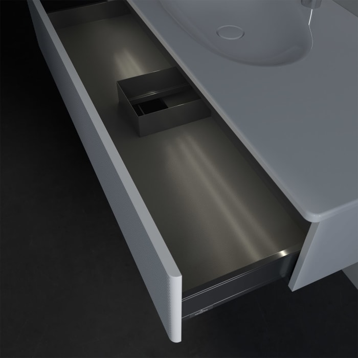 Villeroy & Boch Antao Waschbeckenunterschrank, 118,8 x 25,6 cm, 1 Auszug, Front mit Struktur, mit LED-Licht
