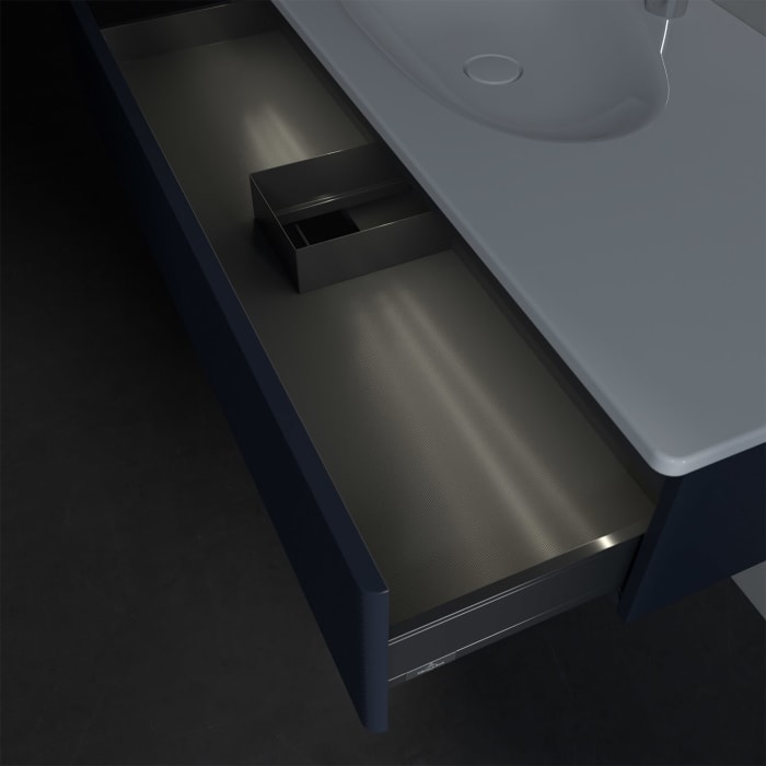 Villeroy & Boch Antao Waschbeckenunterschrank, 118,8 x 25,6 cm, 1 Auszug, Front mit Struktur, mit LED-Licht